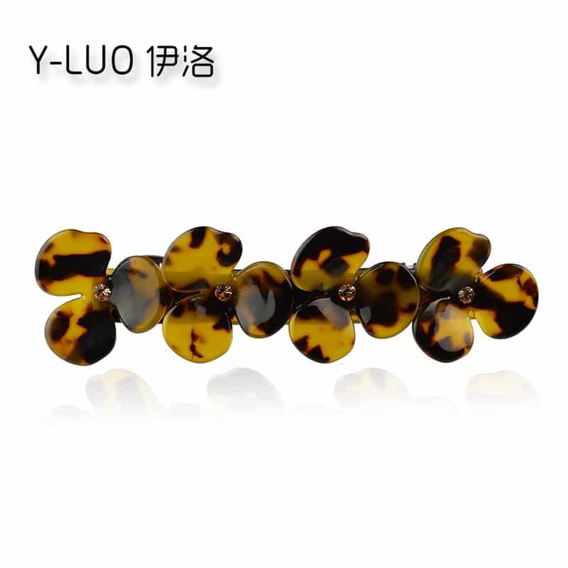 Women heawear vintage hair barrette leopard rhinestone hair clip boutique flower hair accessories for women
