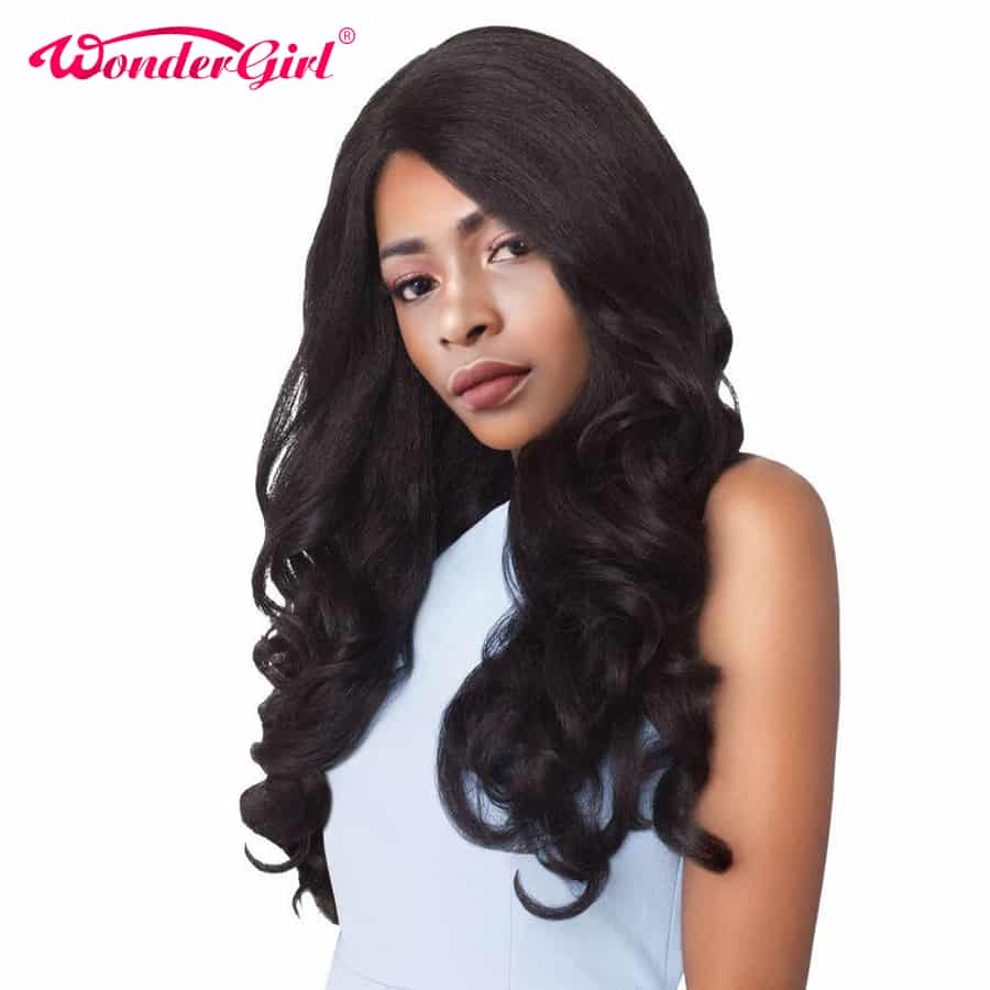 Wonder girl Glueless Lace Front Human Hair Wigs For Black Women Malaysian Body Wave Pre Plucked Lace Front Wig Remy Hair Wig