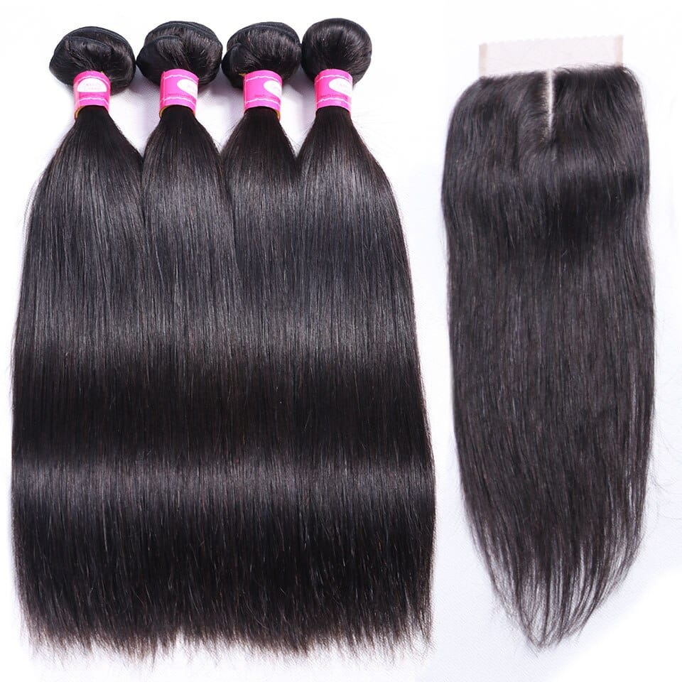Brazilian Hair Bundles With Closure Straight