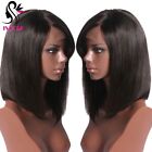 Black Hair Wigs With Left Side Bangs