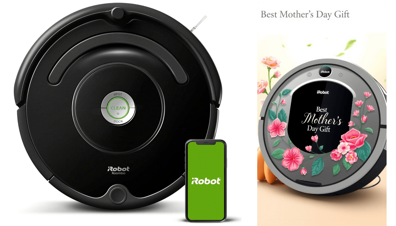 10 Eye-Opening Mother's Day Gifts Makes You Mom's Favourite a robot vacuum cleaner and a phone