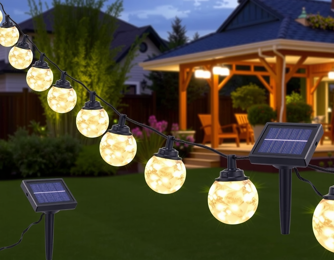 Toodour Solar Lights Outdoor: a string of lights with solar panels