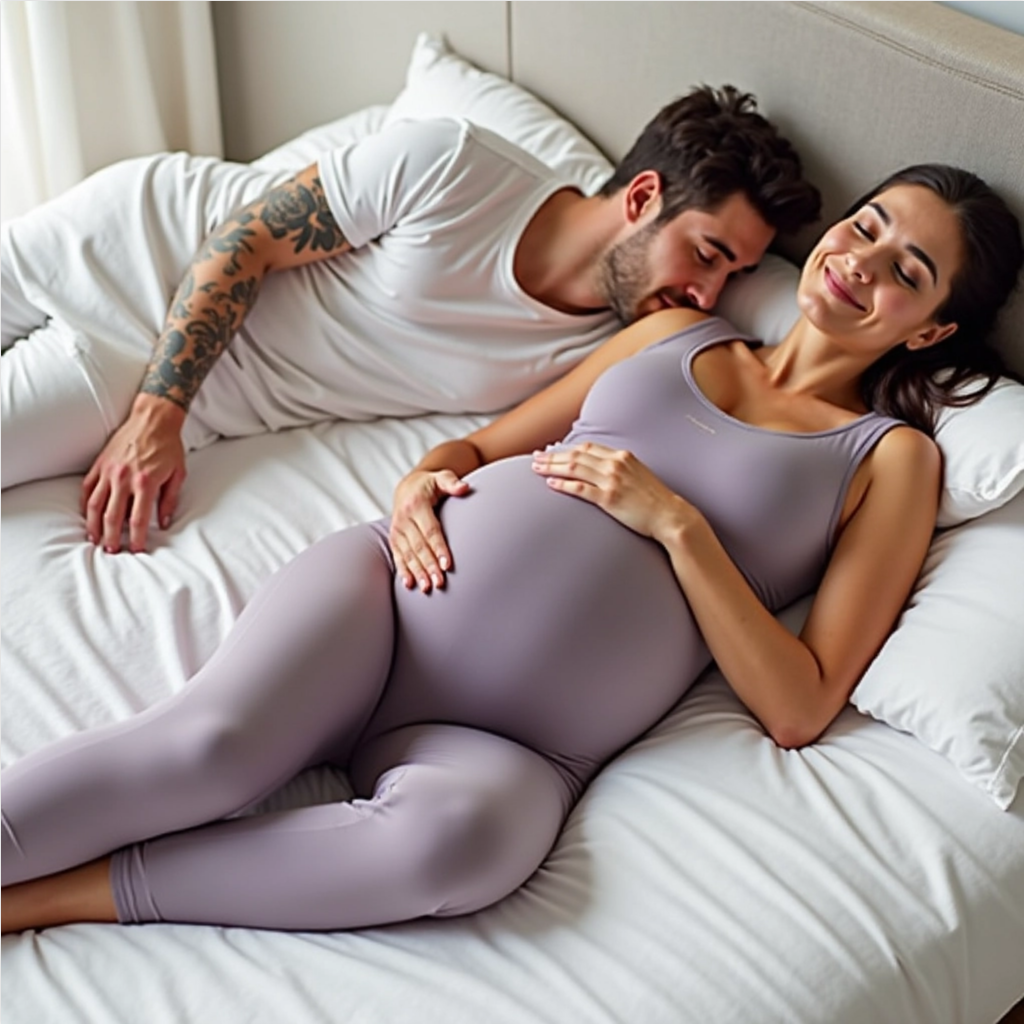 Couple relaxing on a bed.