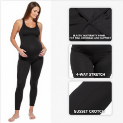 Black maternity leggings with features