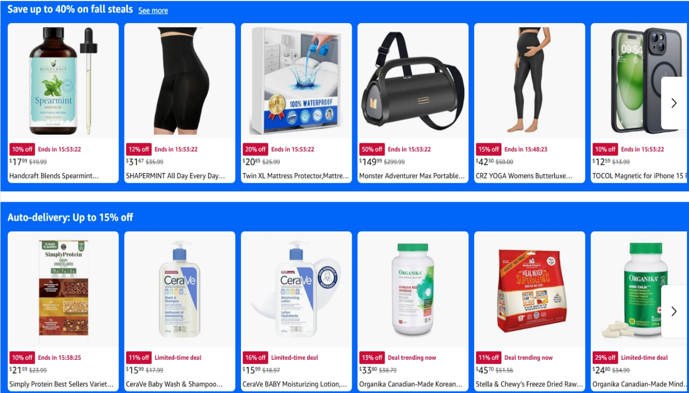 Various products on sale for Prime